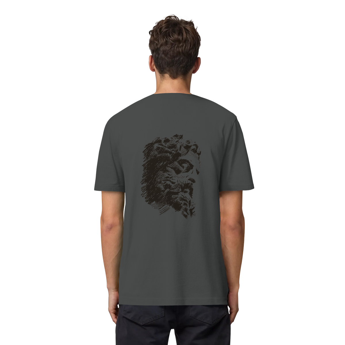 Olympos Statue Organic Heavy T-Shirt Anthracite, back