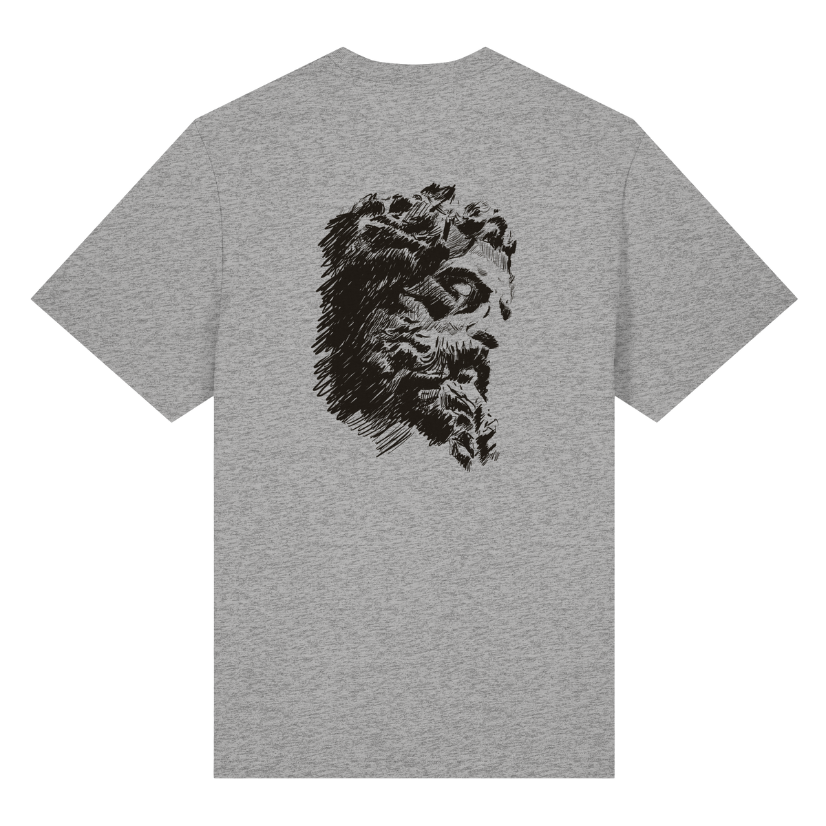 Olympos Statue Organic Heavy T-Shirt Heather Grey, back