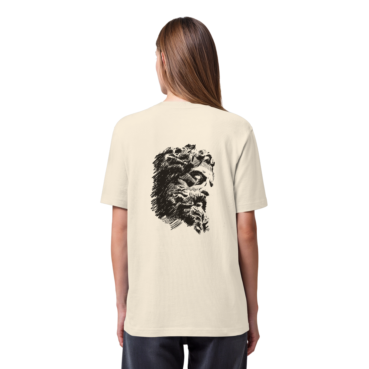 Olympos Statue Organic Heavy T-Shirt Natural Raw, back