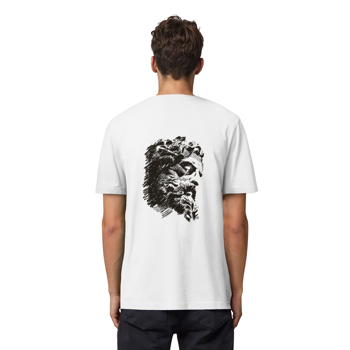 Olympos Statue Organic Heavy T-Shirt White, back