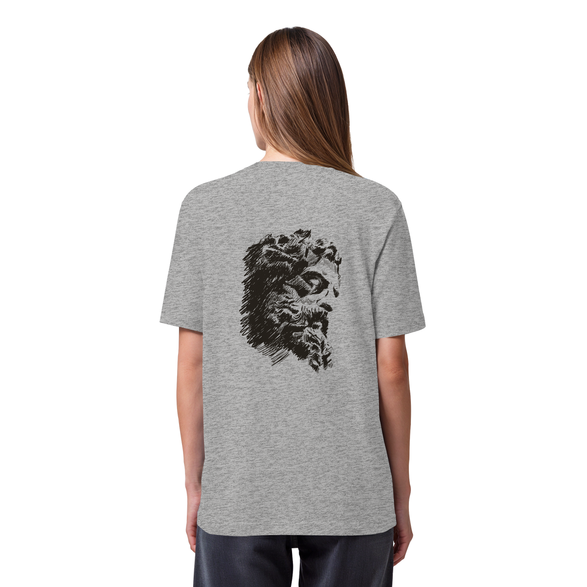 Olympos Statue Organic Heavy T-Shirt Heather Grey, back