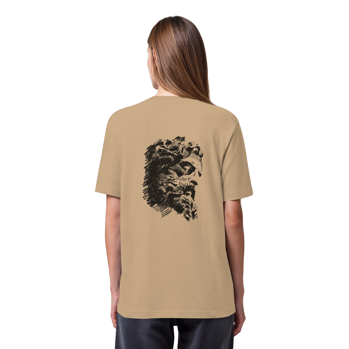 Olympos Statue Organic Heavy T-Shirt Latte, back