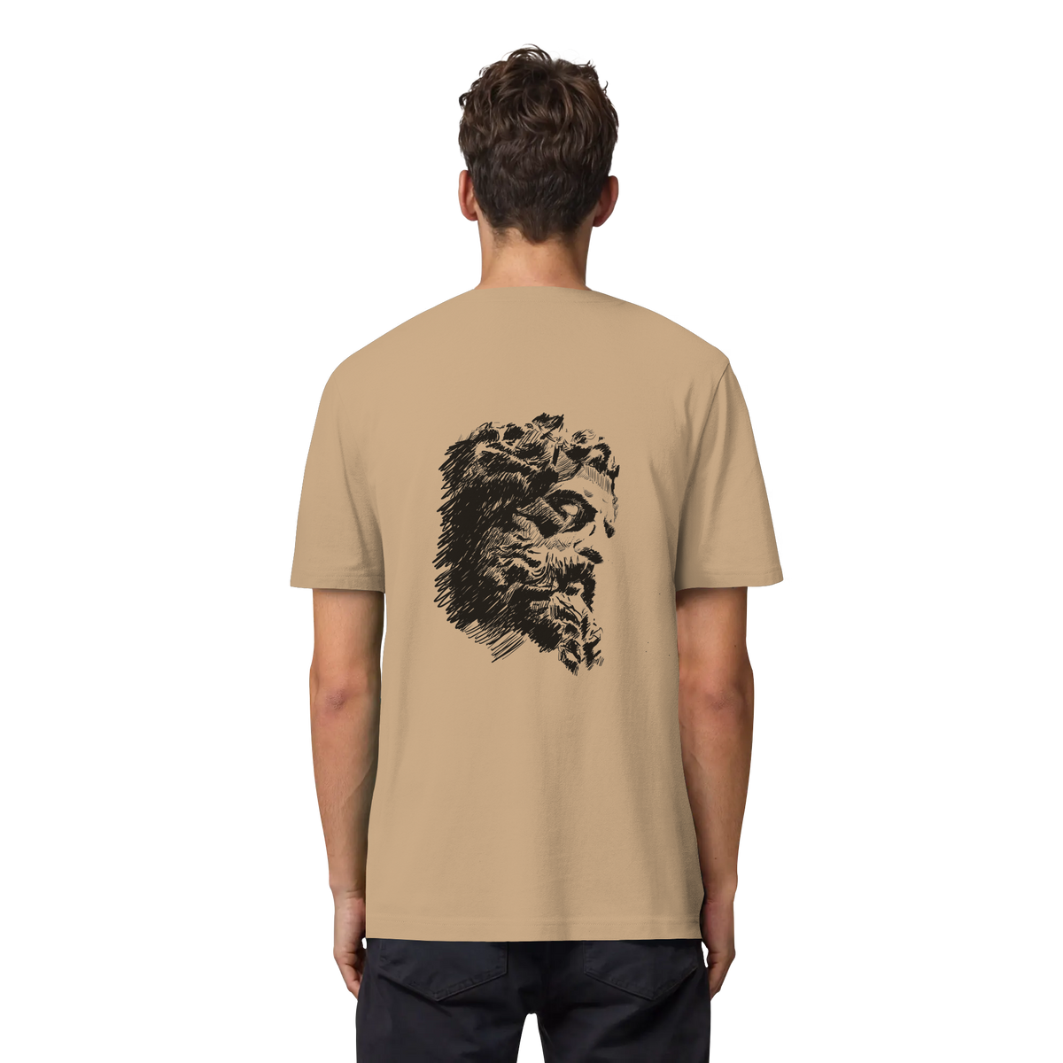 Olympos Statue Organic Heavy T-Shirt Latte, back