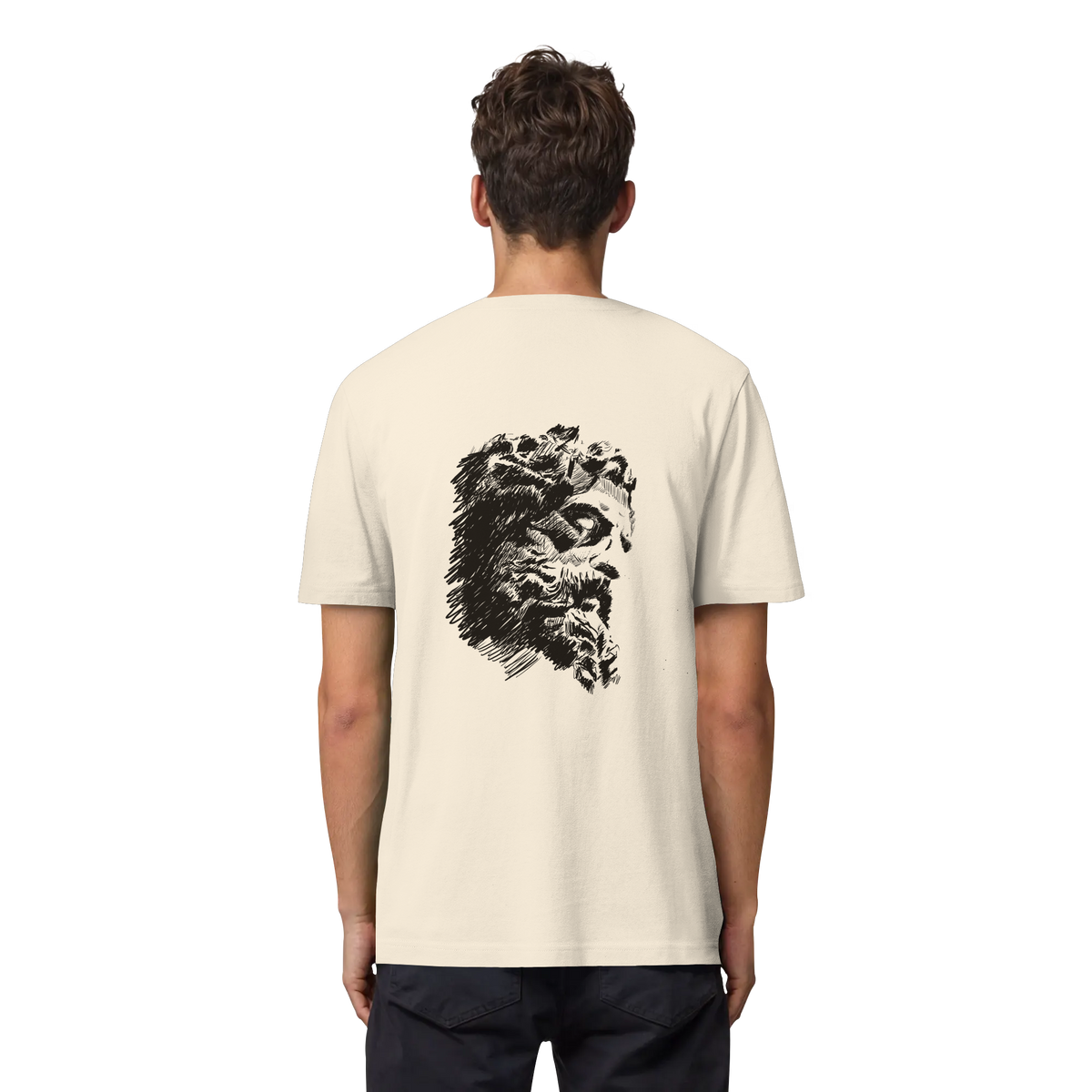 Olympos Statue Organic Heavy T-Shirt Natural Raw, back