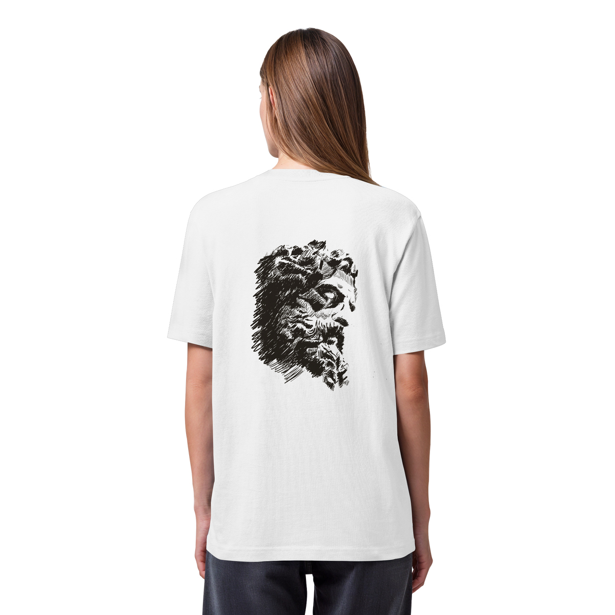 Olympos Statue Organic Heavy T-Shirt White, back