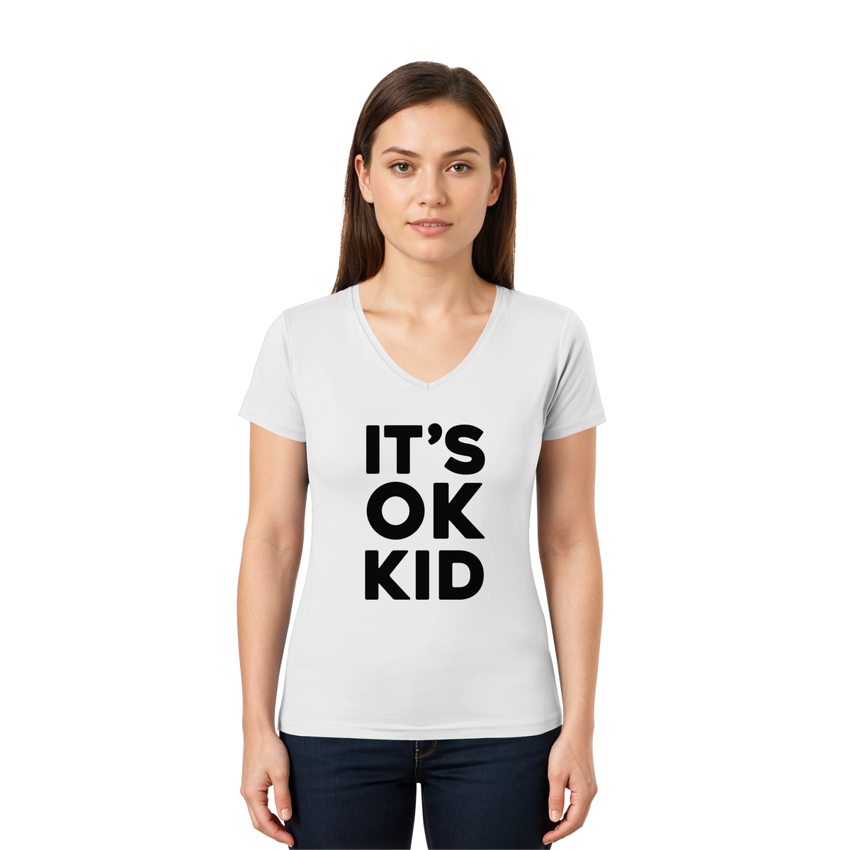 IT'S OK KID Women's V-Neck T-Shirt (KD)